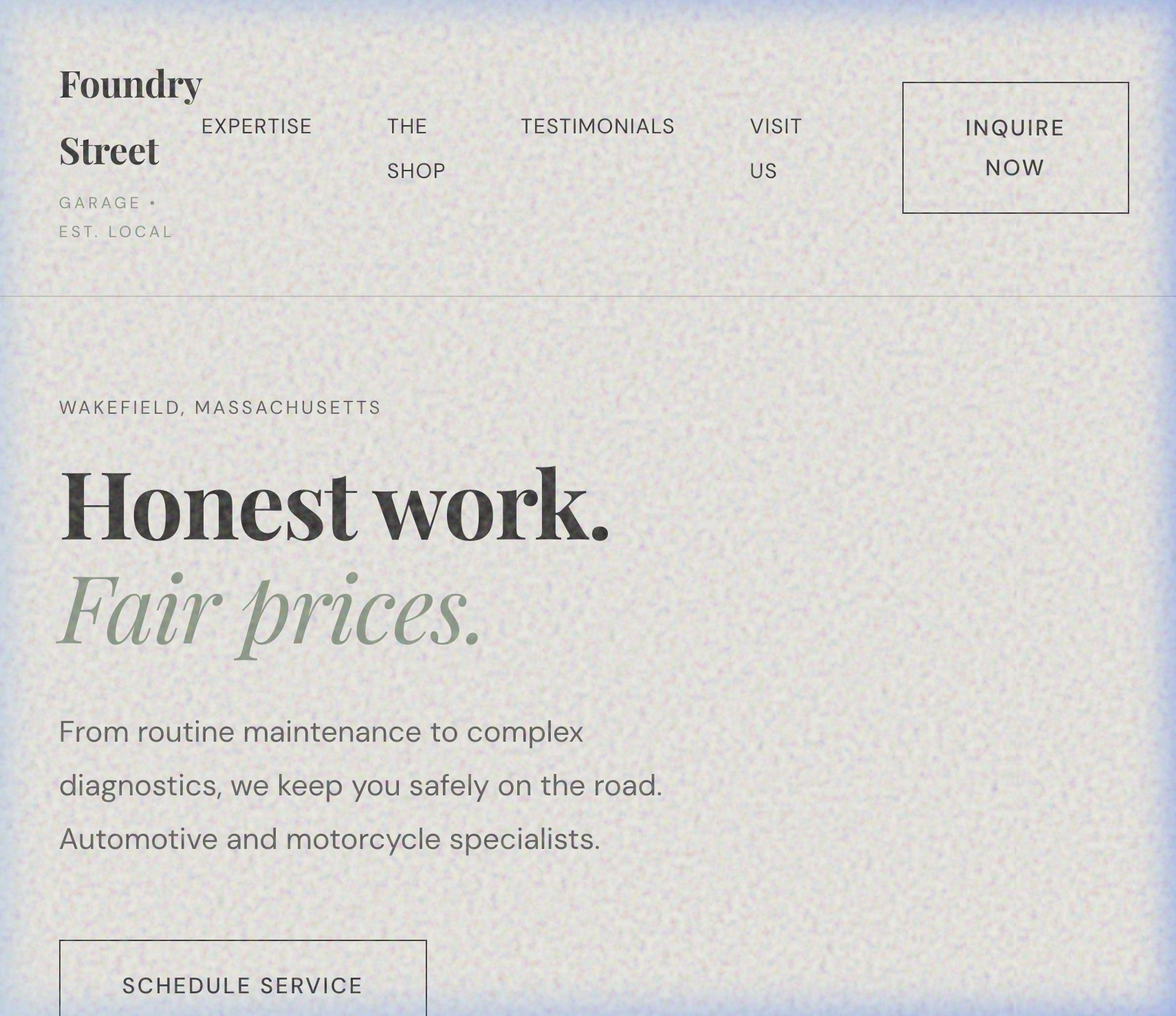 Foundry Street Garage website